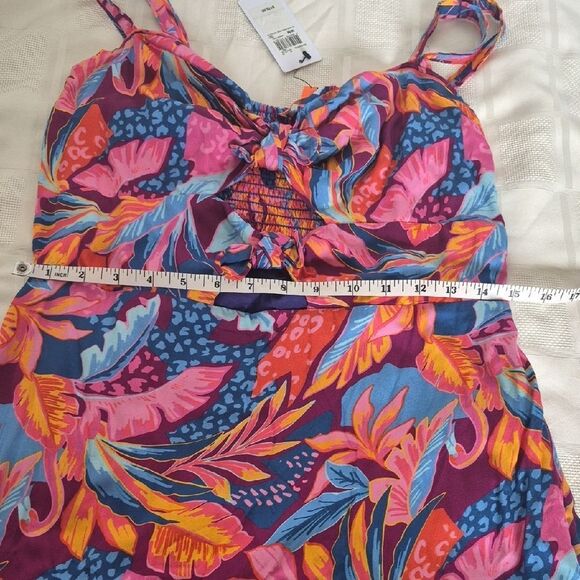 Guess Vibrant Floral Maxi Dress in Blue and Pink - Picture 9 of 16